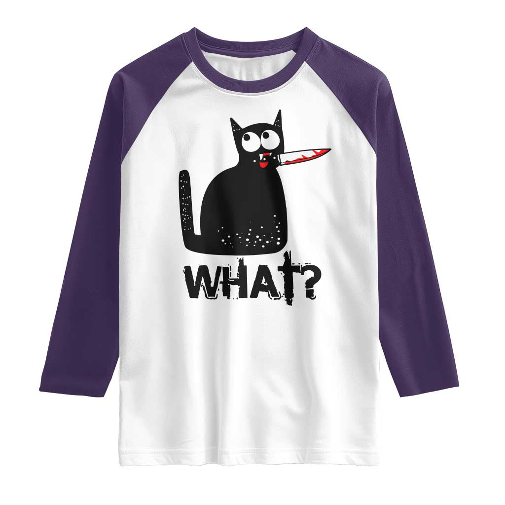 Funny Black Cat Raglan Shirt What Kitten Murderous TS11 White Purple Print Your Wear