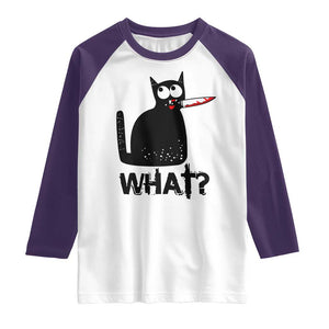 Funny Black Cat Raglan Shirt What Kitten Murderous TS11 White Purple Print Your Wear