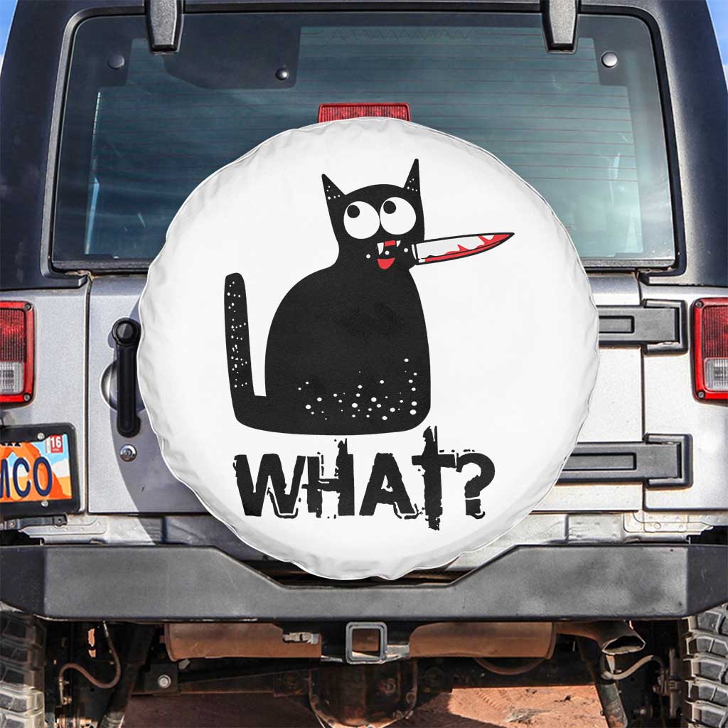 Funny Black Cat Spare Tire Cover What Kitten Murderous TS11 No hole White Print Your Wear