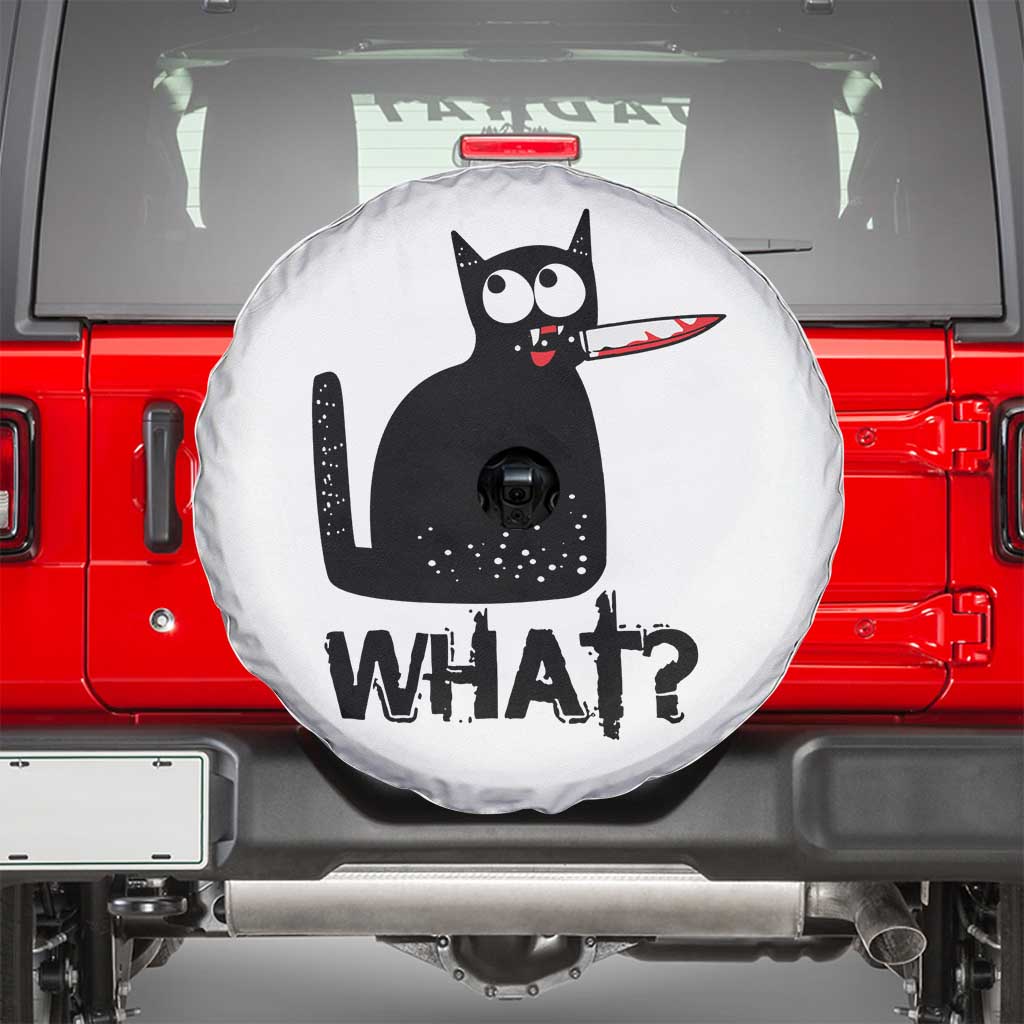 Funny Black Cat Spare Tire Cover What Kitten Murderous TS11 White Print Your Wear