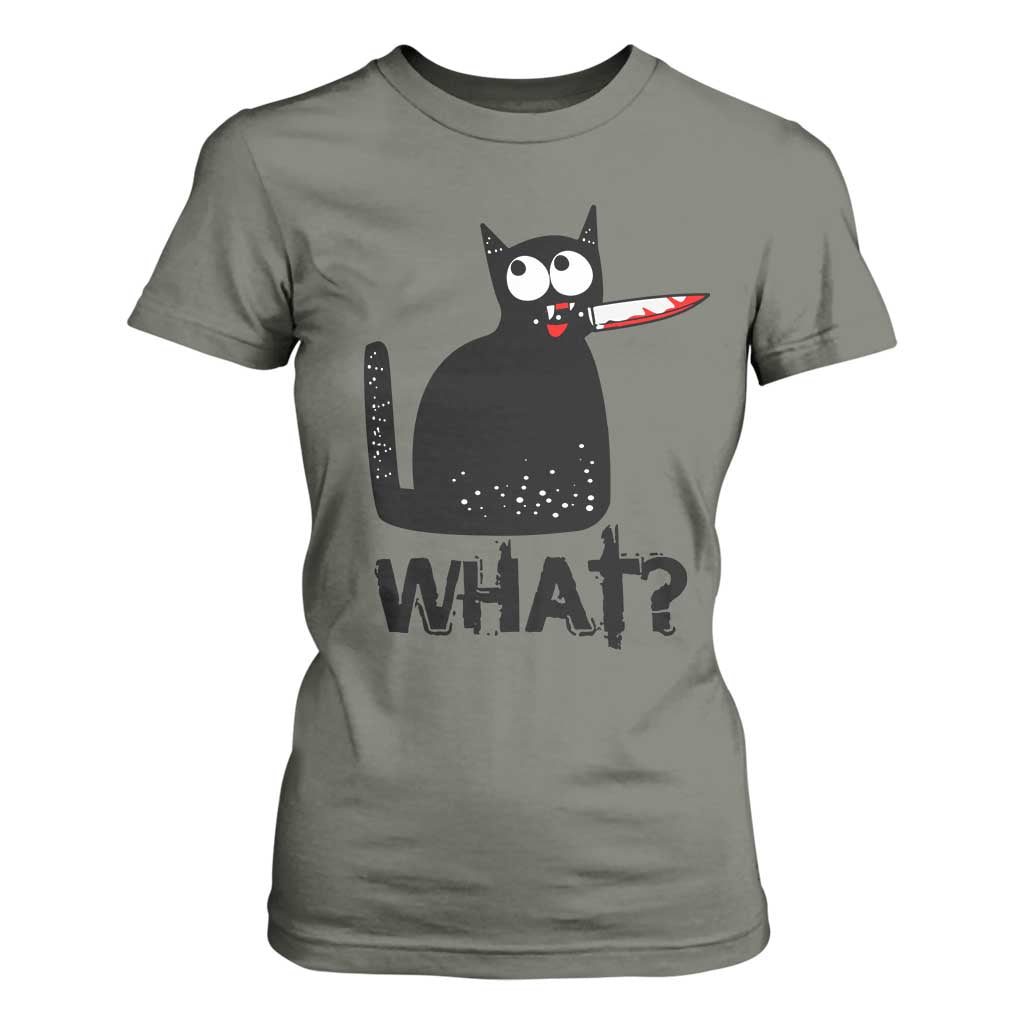 Funny Black Cat T Shirt For Women What Kitten Murderous TS11 Military Green Print Your Wear