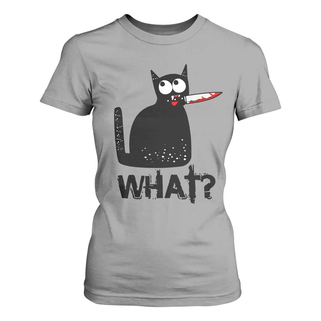 Funny Black Cat T Shirt For Women What Kitten Murderous TS11 Sport Gray Print Your Wear