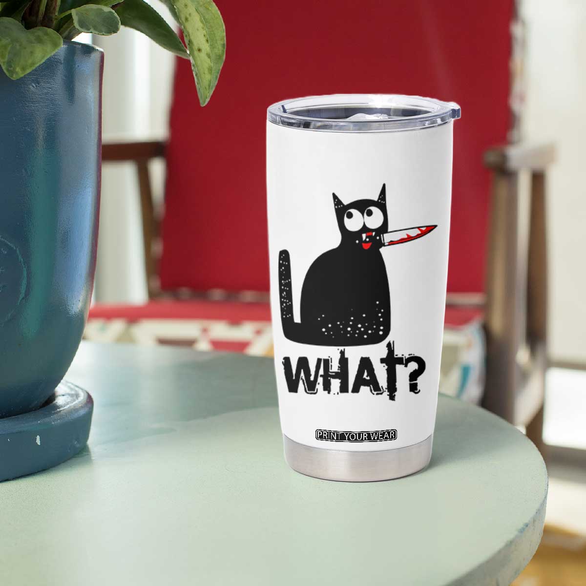 Funny Black Cat Tumbler Cup What Kitten Murderous TS11 Print Your Wear
