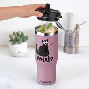Funny Black Cat Flip Straw Tumbler What Kitten Murderous TS11 One Size: 30 oz Light Pink Print Your Wear