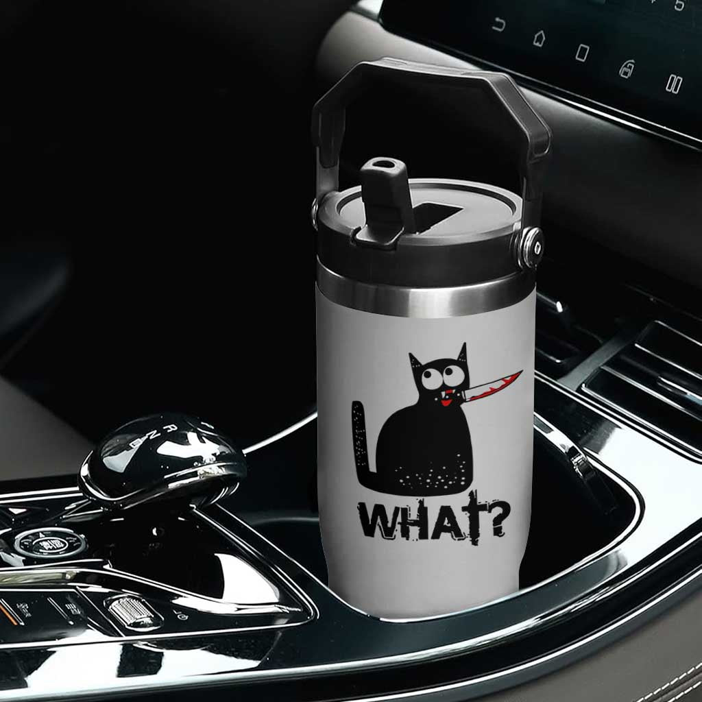 Funny Black Cat Flip Straw Tumbler What Kitten Murderous TS11 Print Your Wear