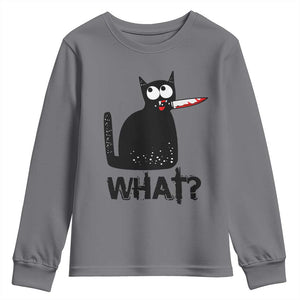 Funny Black Cat Youth Sweatshirt What Kitten Murderous TS11 Charcoal Print Your Wear