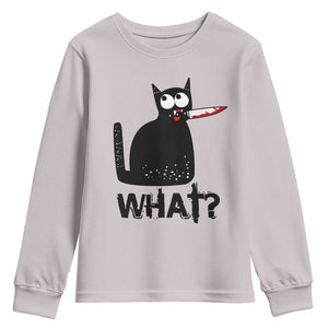 Funny Black Cat Youth Sweatshirt What Kitten Murderous TS11 Ice Gray Print Your Wear