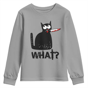 Funny Black Cat Youth Sweatshirt What Kitten Murderous TS11 Sport Gray Print Your Wear