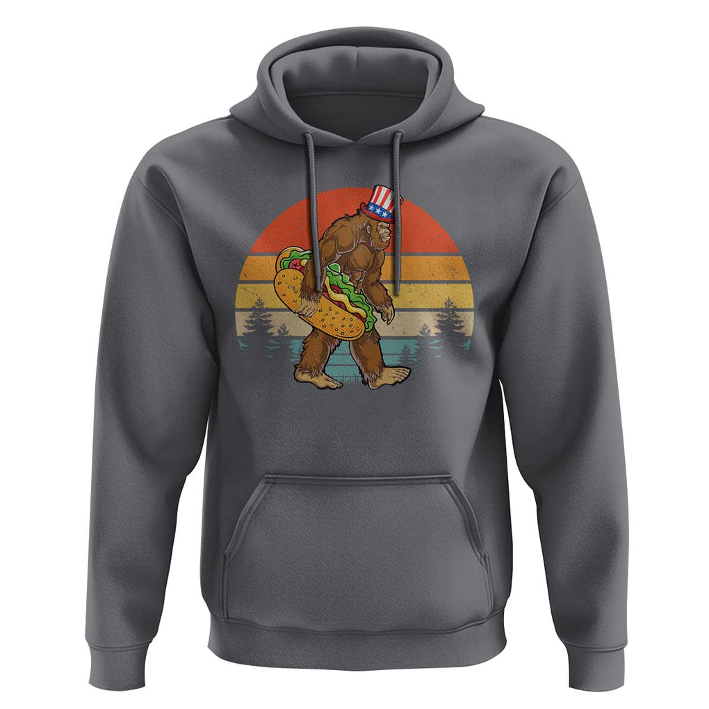 Funny Bigfoot Hoodie Carrying Hot Dog 4th Of July TS11 Charcoal Print Your Wear