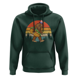 Funny Bigfoot Hoodie Carrying Hot Dog 4th Of July TS11 Dark Forest Green Print Your Wear