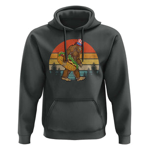 Funny Bigfoot Hoodie Carrying Hot Dog 4th Of July TS11 Dark Heather Print Your Wear