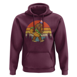 Funny Bigfoot Hoodie Carrying Hot Dog 4th Of July TS11 Maroon Print Your Wear