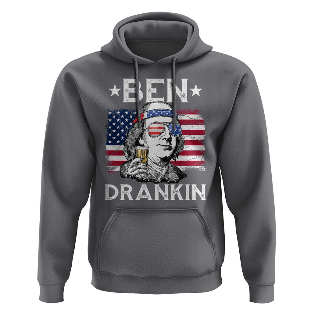 Funny 4th Of July Drinking Hoodie Ben Drankin Beer Mug American Flag TS11 Charcoal Print Your Wear