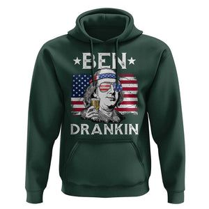 Funny 4th Of July Drinking Hoodie Ben Drankin Beer Mug American Flag TS11 Dark Forest Green Print Your Wear