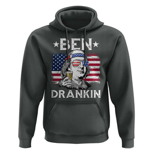 Funny 4th Of July Drinking Hoodie Ben Drankin Beer Mug American Flag TS11 Dark Heather Print Your Wear