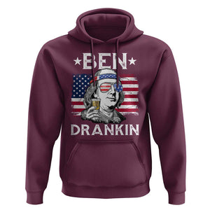 Funny 4th Of July Drinking Hoodie Ben Drankin Beer Mug American Flag TS11 Maroon Print Your Wear