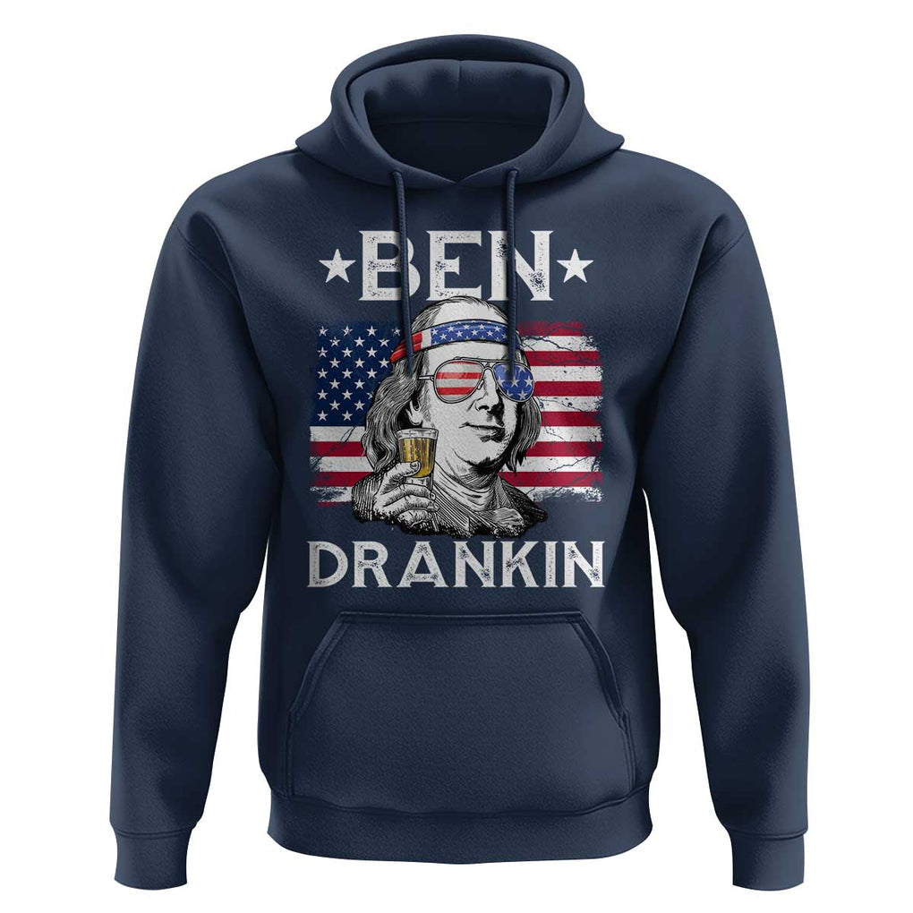 Funny 4th Of July Drinking Hoodie Ben Drankin Beer Mug American Flag TS11 Navy Print Your Wear