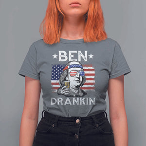 Funny 4th Of July Drinking T Shirt For Women Ben Drankin Beer Mug American Flag TS11 Charcoal Print Your Wear