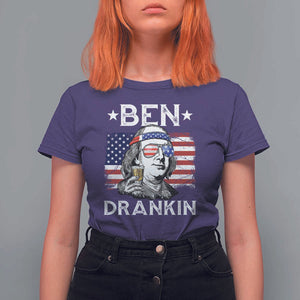 Funny 4th Of July Drinking T Shirt For Women Ben Drankin Beer Mug American Flag TS11 Purple Print Your Wear