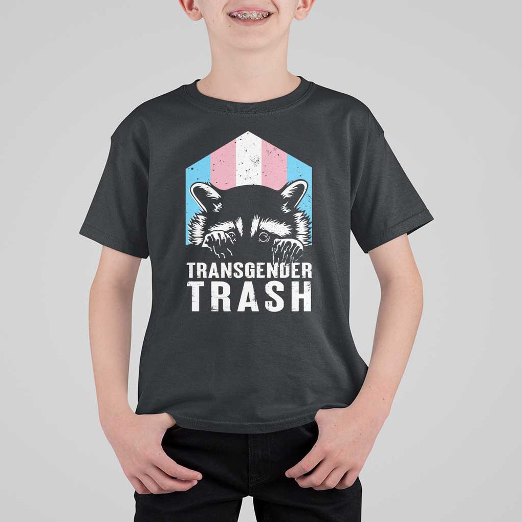 Transgender Trash Raccoon T Shirt For Kid LGBT Vintage Rainbow Flag Pride Month TS11 Black Print Your Wear