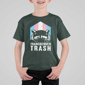 Transgender Trash Raccoon T Shirt For Kid LGBT Vintage Rainbow Flag Pride Month TS11 Dark Forest Green Print Your Wear