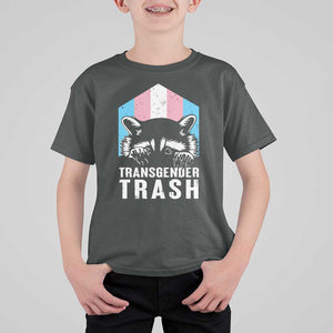 Transgender Trash Raccoon T Shirt For Kid LGBT Vintage Rainbow Flag Pride Month TS11 Dark Heather Print Your Wear