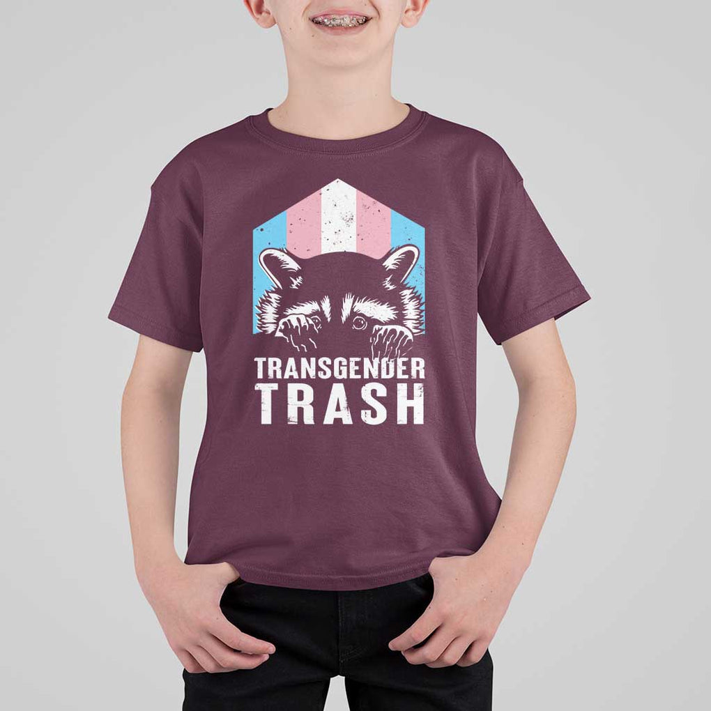 Transgender Trash Raccoon T Shirt For Kid LGBT Vintage Rainbow Flag Pride Month TS11 Maroon Print Your Wear