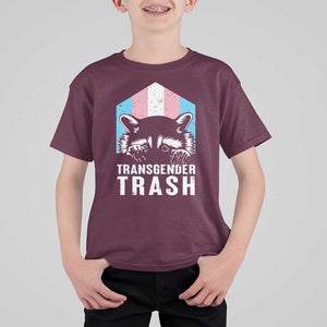 Transgender Trash Raccoon T Shirt For Kid LGBT Vintage Rainbow Flag Pride Month TS11 Maroon Print Your Wear