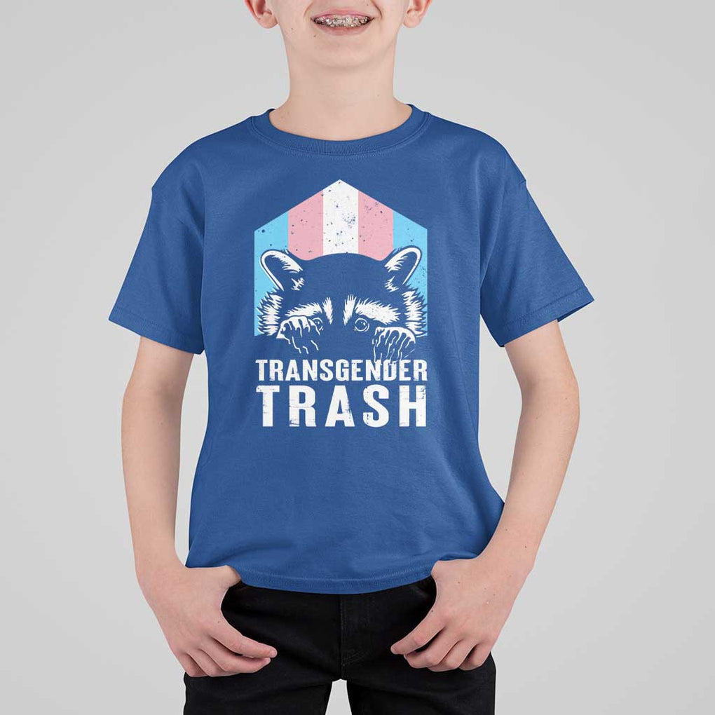 Transgender Trash Raccoon T Shirt For Kid LGBT Vintage Rainbow Flag Pride Month TS11 Royal Blue Print Your Wear