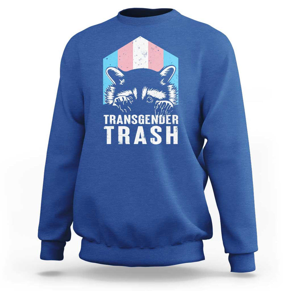 Transgender Trash Raccoon Sweatshirt LGBT Vintage Rainbow Flag Pride Month TS11 Royal Blue Print Your Wear