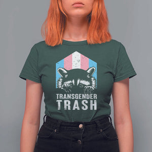 Transgender Trash Raccoon T Shirt For Women LGBT Vintage Rainbow Flag Pride Month TS11 Dark Forest Green Print Your Wear