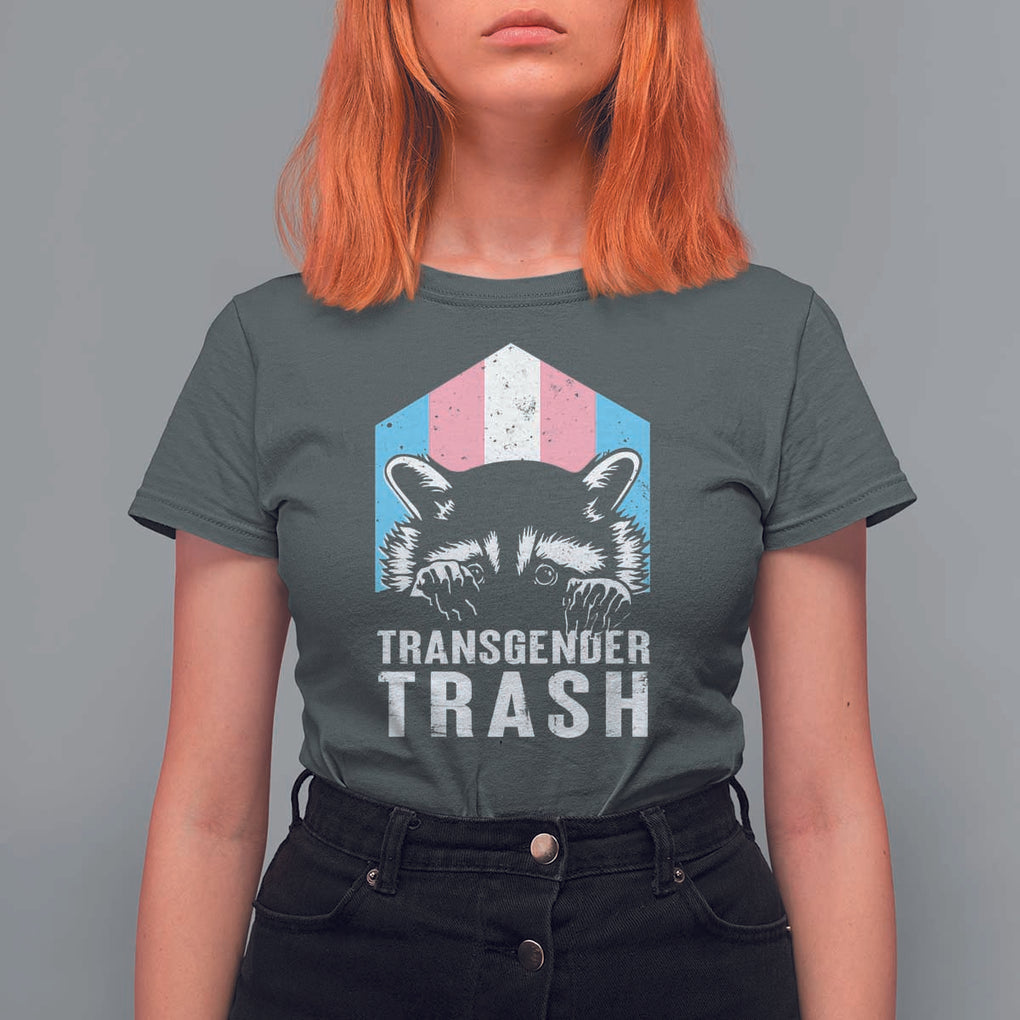 Transgender Trash Raccoon T Shirt For Women LGBT Vintage Rainbow Flag Pride Month TS11 Dark Heather Print Your Wear