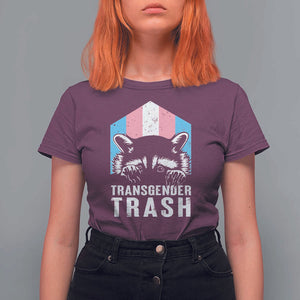 Transgender Trash Raccoon T Shirt For Women LGBT Vintage Rainbow Flag Pride Month TS11 Maroon Print Your Wear