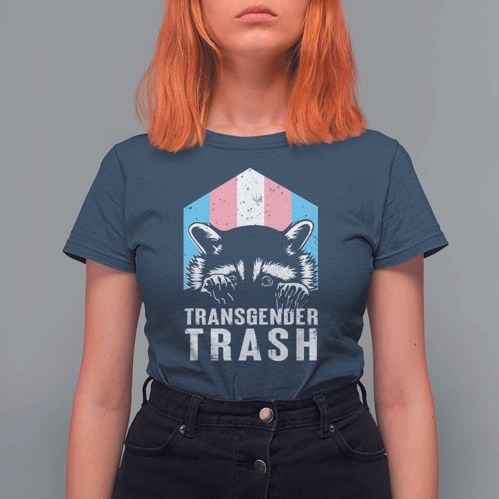 Transgender Trash Raccoon T Shirt For Women LGBT Vintage Rainbow Flag Pride Month TS11 Navy Print Your Wear