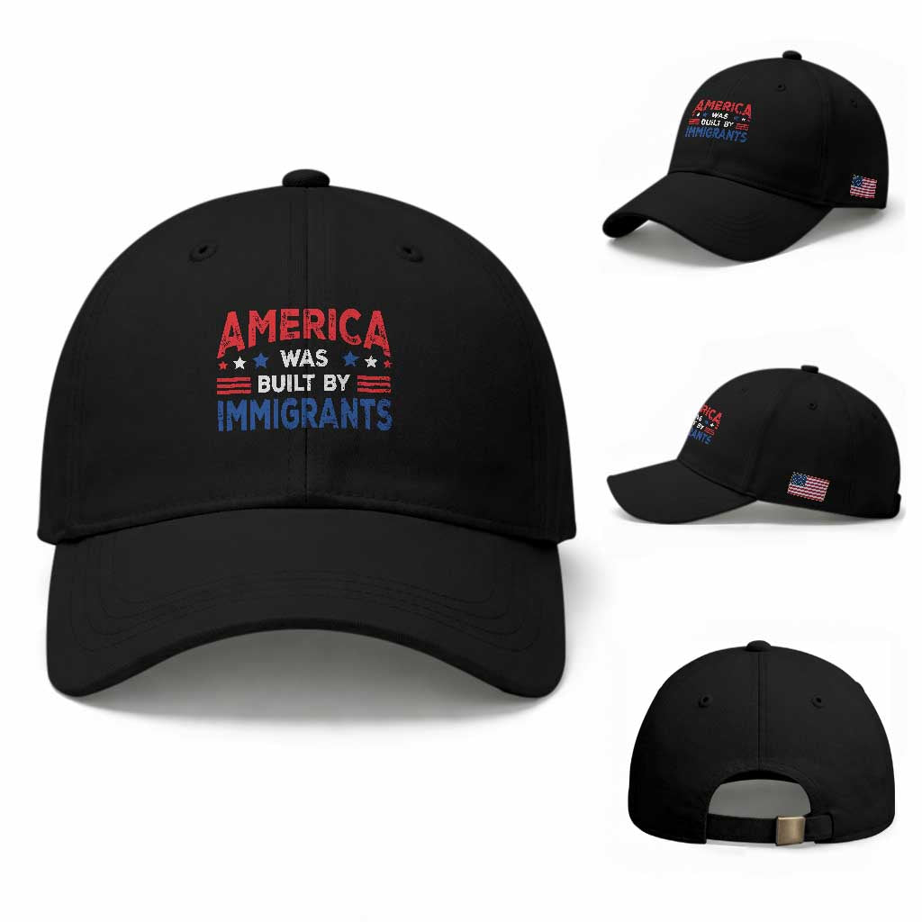 Funny America Was Built By Immigrants Baseball Cap Stars Stripes TS11 Baseball Cap Universal Fit Black Print Your Wear