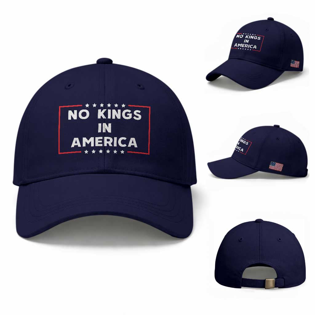 No Kings In America Baseball Cap Stars Stripes TS11 Baseball Cap Universal Fit Dark Blue Print Your Wear