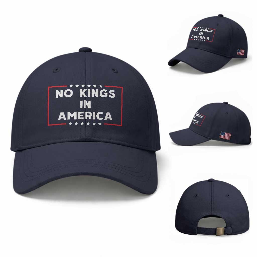 No Kings In America Baseball Cap Stars Stripes TS11 Baseball Cap Universal Fit Navy Print Your Wear
