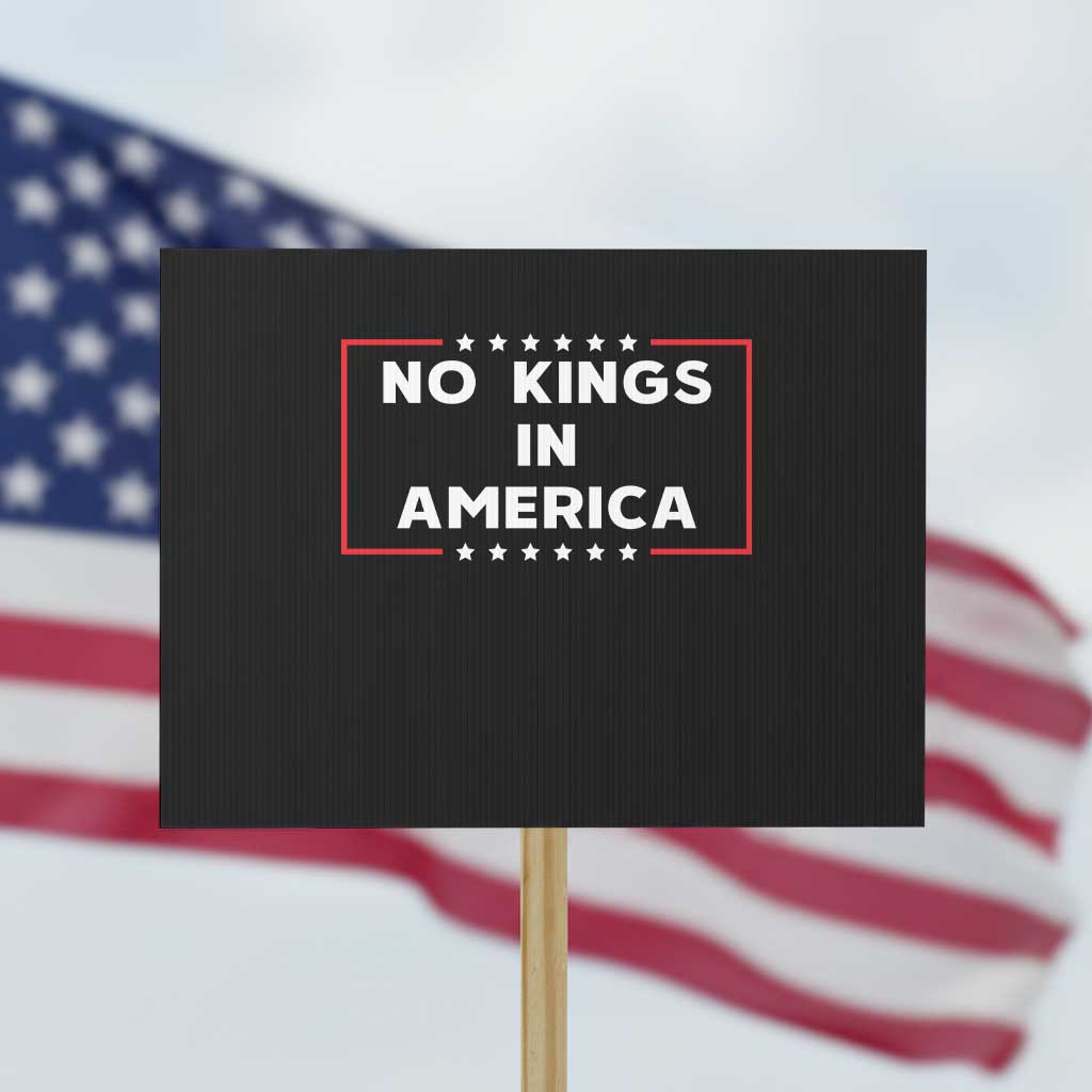 No Kings In America Protest Sign Stars Stripes TS11 Horizontal 18