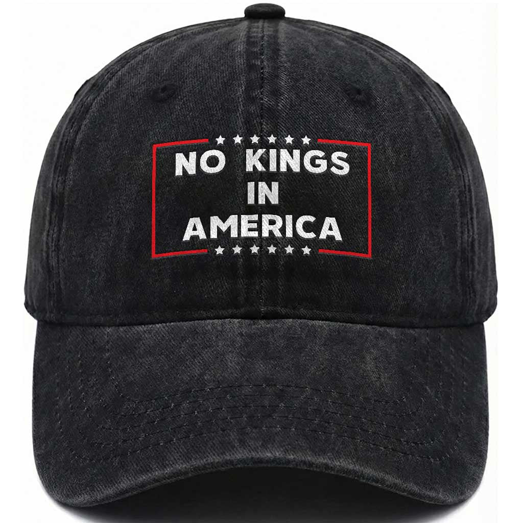 No Kings In America Washed Cotton Baseball Cap Stars Stripes TS11 Print Your Wear