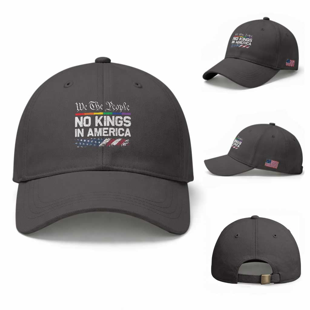 No Kings In America We The People Baseball Cap LGBTQ Pride American Flag Political TS11 Baseball Cap Universal Fit Dark Gray Print Your Wear