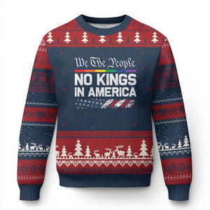 No Kings In America We The People Ugly Christmas Sweater LGBTQ Pride American Flag Political TS11 Navy Red Print Your Wear