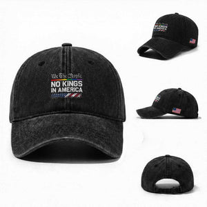 No Kings In America We The People Washed Cotton Baseball Cap LGBTQ Pride American Flag Political TS11 Washed Cap Universal Fit Black Print Your Wear