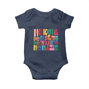 Funny No King No Fascists No Tyrants No Nazis Baby Onesie Colorful Geometric TS11 Navy Print Your Wear