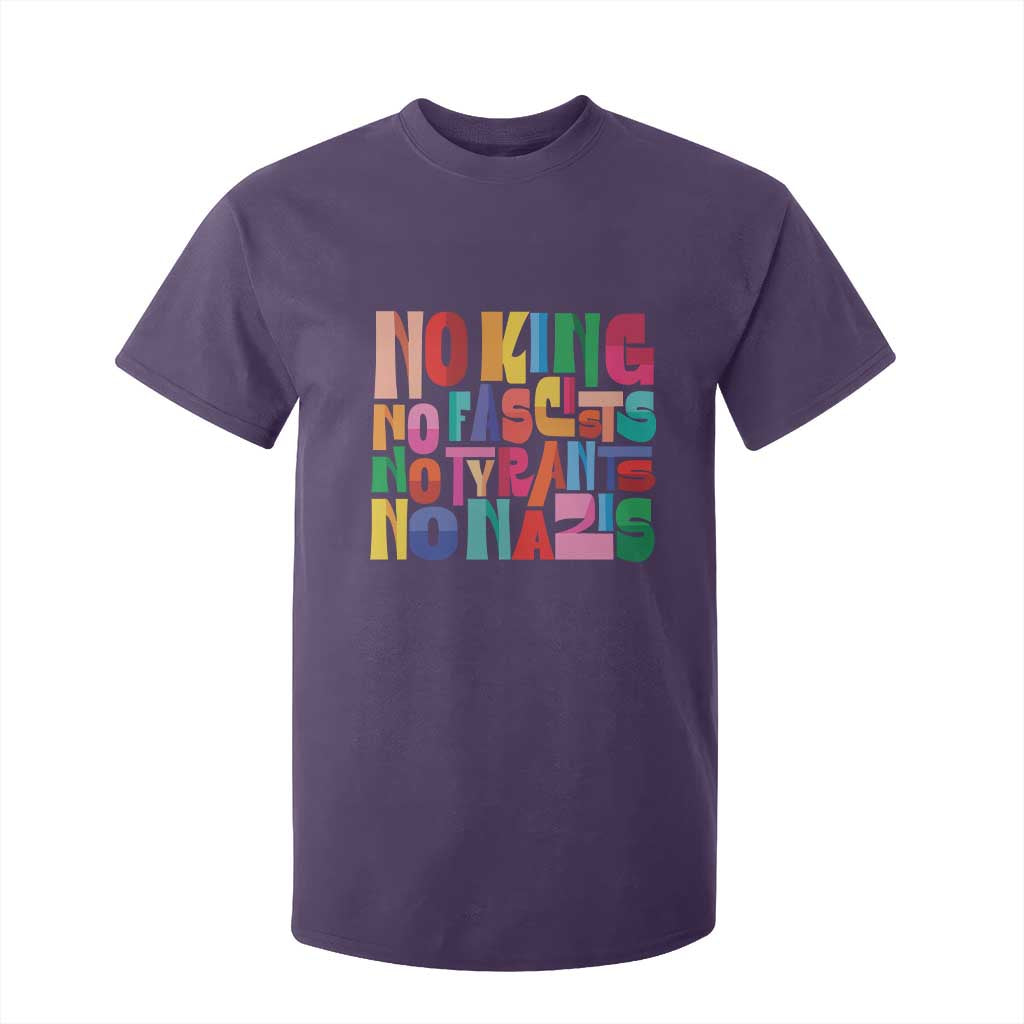 Funny No King No Fascists No Tyrants No Nazis T Shirt For Kid Colorful Geometric TS11 Purple Print Your Wear