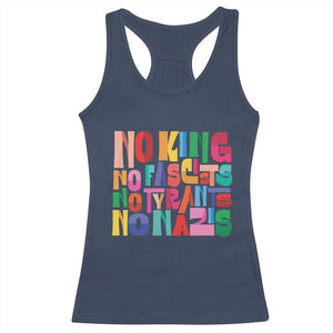 Funny No King No Fascists No Tyrants No Nazis Racerback Tank Top Colorful Geometric TS11 Navy Print Your Wear