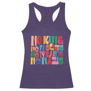 Funny No King No Fascists No Tyrants No Nazis Racerback Tank Top Colorful Geometric TS11 Purple Print Your Wear