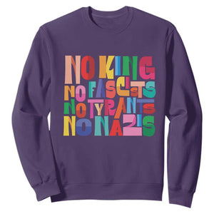Funny No King No Fascists No Tyrants No Nazis Sweatshirt Colorful Geometric TS11 Purple Print Your Wear