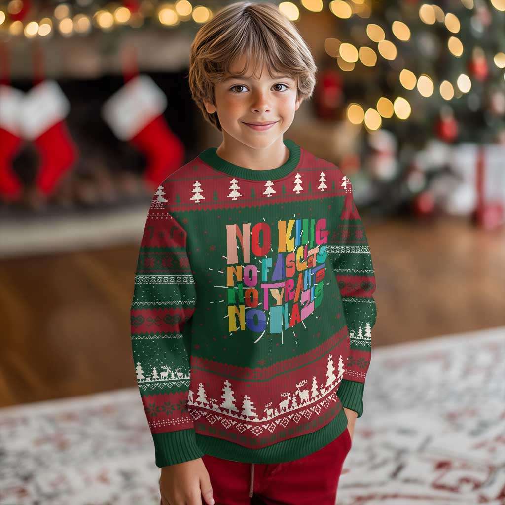 Funny No King No Fascists No Tyrants No Nazis Knit Sweatshirt Colorful Geometric TS11 Christmas Print Your Wear