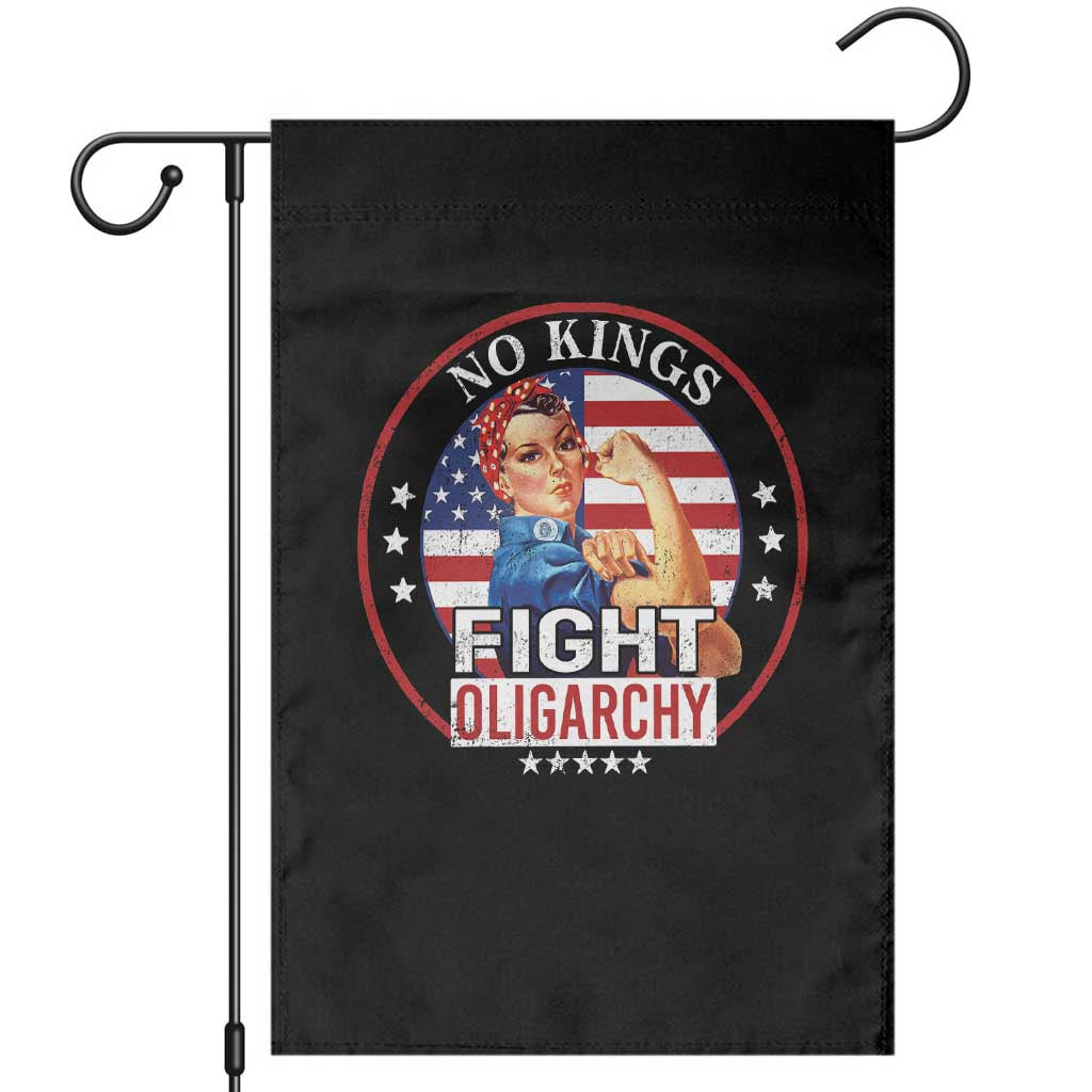 No Kings Fight Oligarchy Garden Flag Woman's Girl Vintage America Flag TS11 Black Print Your Wear