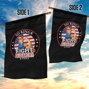 No Kings Fight Oligarchy Garden Flag Woman's Girl Vintage America Flag TS11 Print Your Wear